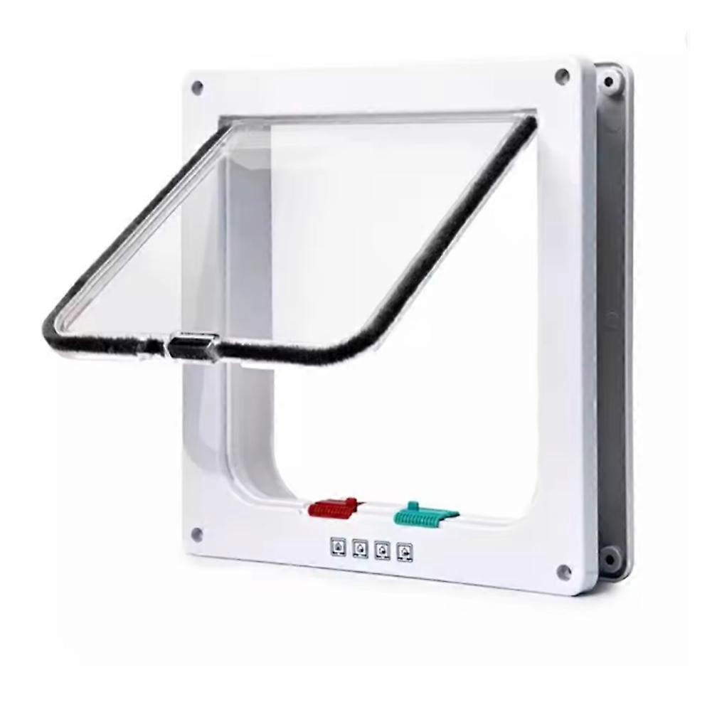 4-Way Locking Cat Flap Door - ABS Plastic Safety Gate for Small Pets(XL)