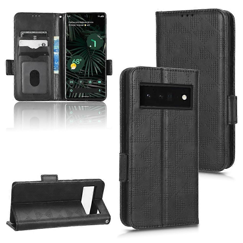For Google Pixel 6 Pro Symmetrical Triangle Leather Phone Case