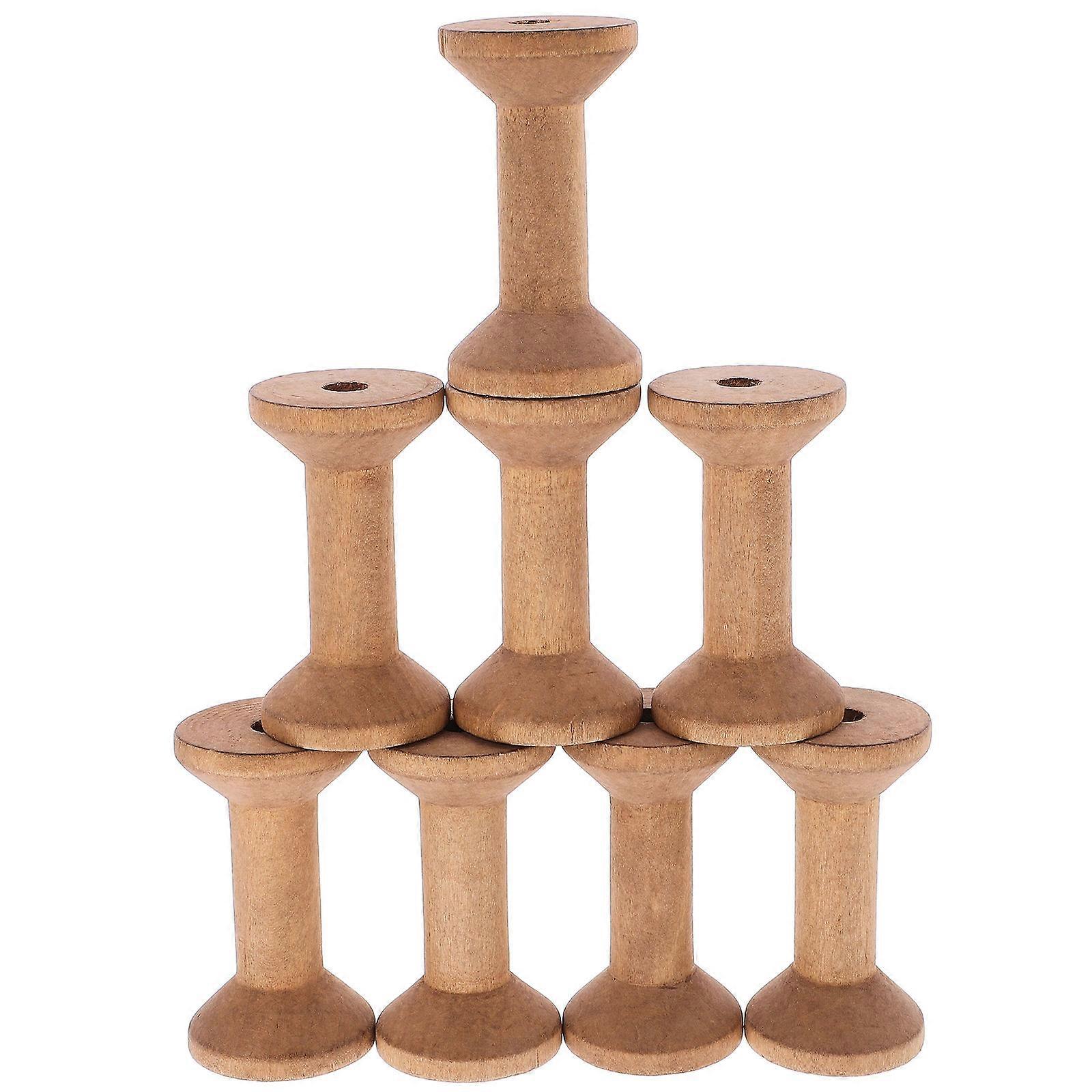 Wood Spools for Thread Cord Roll in Sewing Use 8Pcs Durable Wood Material