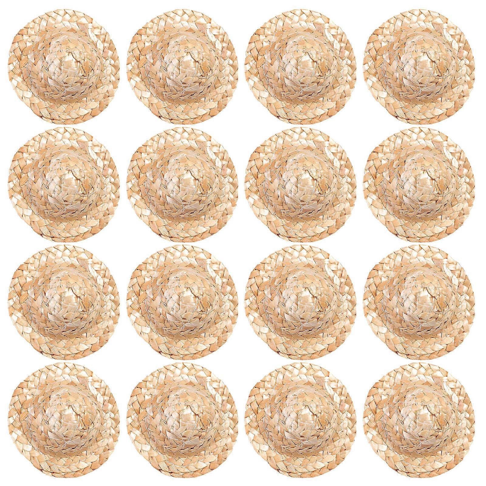 Decorative Handmade Mini Straw Hat Doll Cap for Decoration 140Pcs