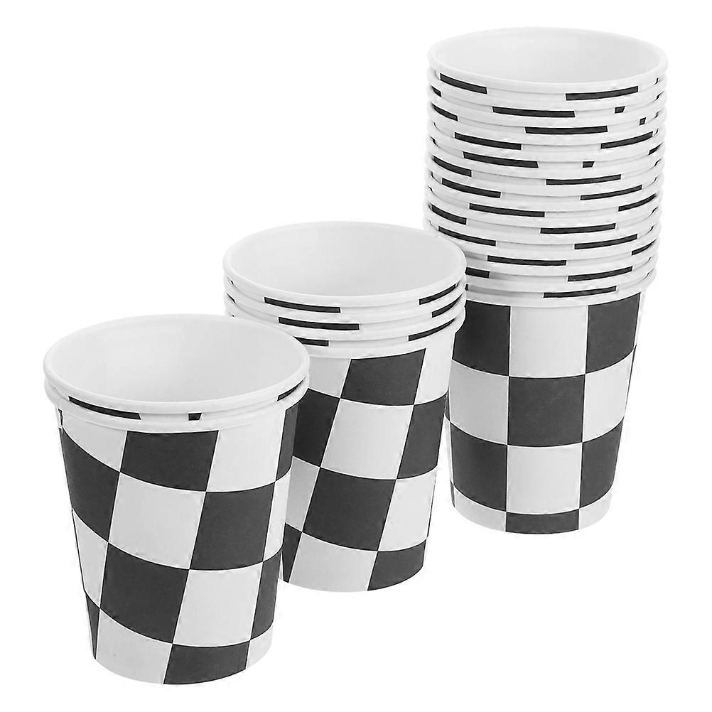 Elegant Checkered Beverage Serving Paper Cups For Racing Theme Events 40Pcs 250ml Party Decoration