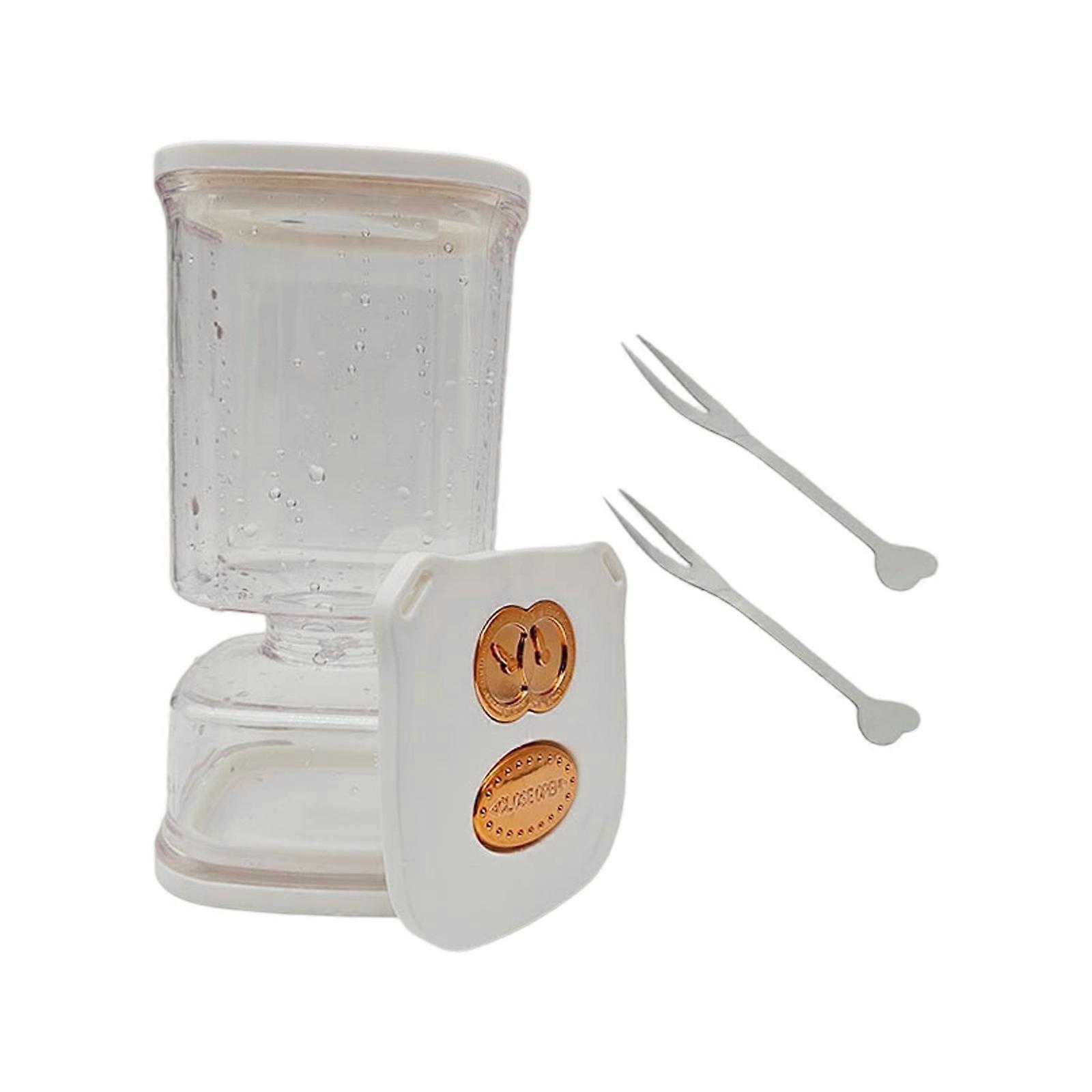Kitchen dry and wet separation square jar with fork and timer for pickling vegetables  White