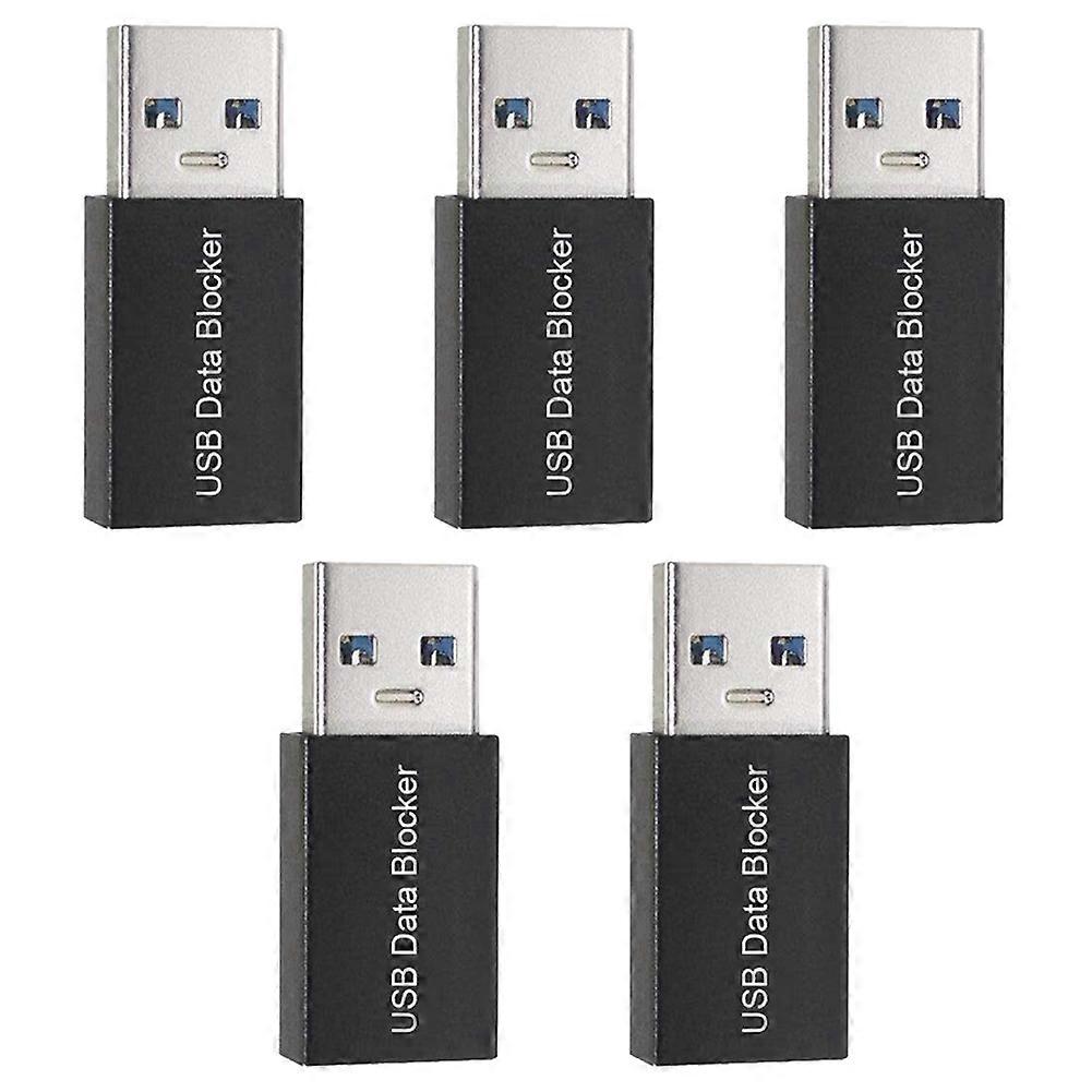 5Pcs USB Data Blocker,Charge-Only USB Blocker Adapter for Blocking Data Sync, Protect Against Juice Jacking Black
