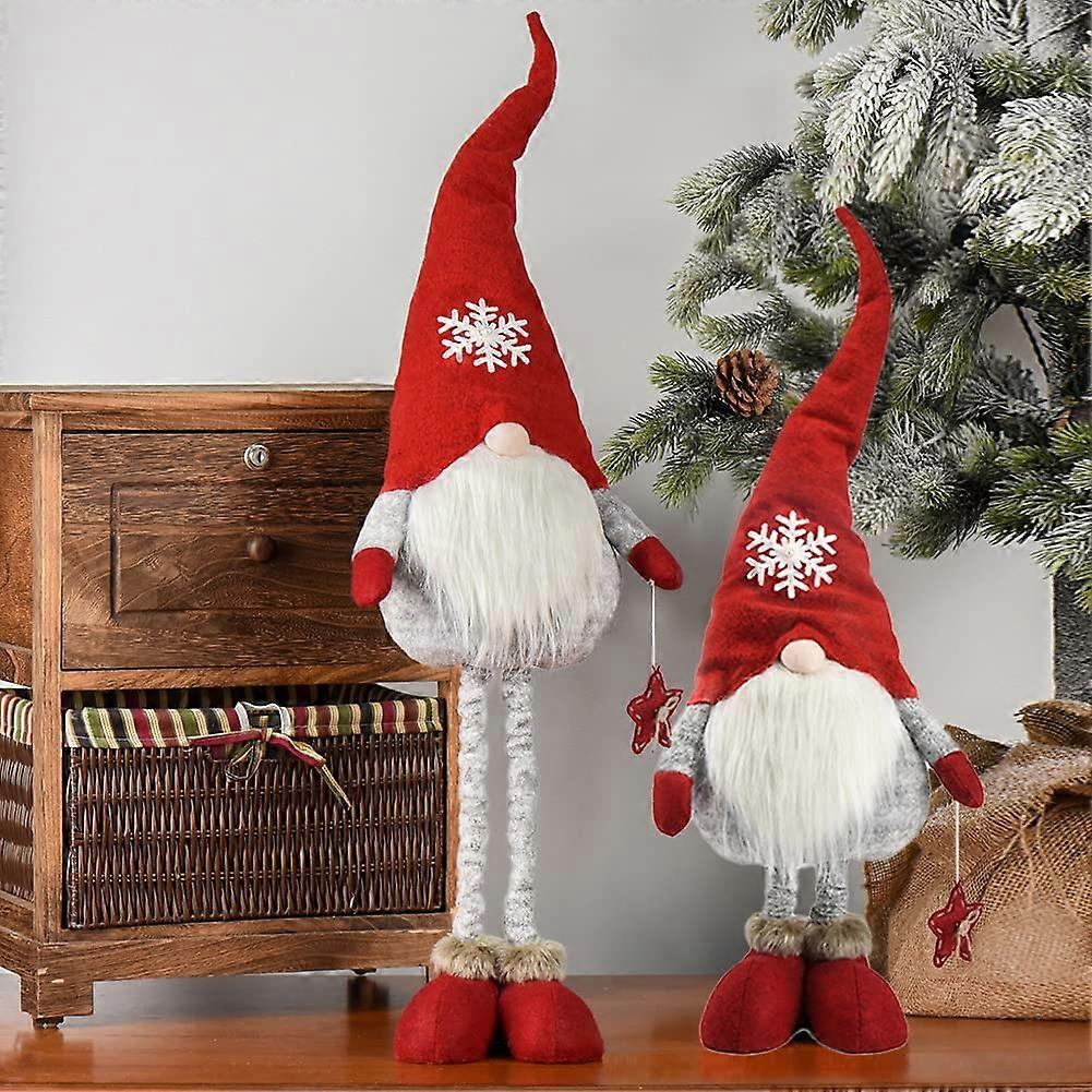 Christmas Gnome Adjustable Height Plush Doll with Bendable Hat and Soft Beard, 35.4in Swedish Santa