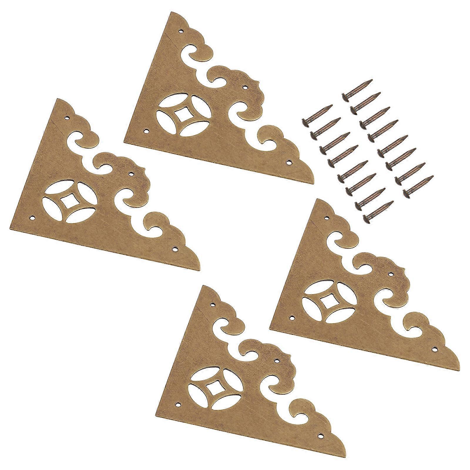 Brass Wardrobe Door Corner Guards for Protecting 4Pcs Box Corner Protectors
