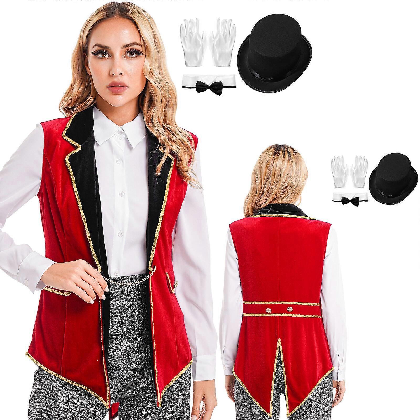 Womens Circus Suit Tailcoat Ringleader Waistcoat Carnivals Ringmaster Jackets