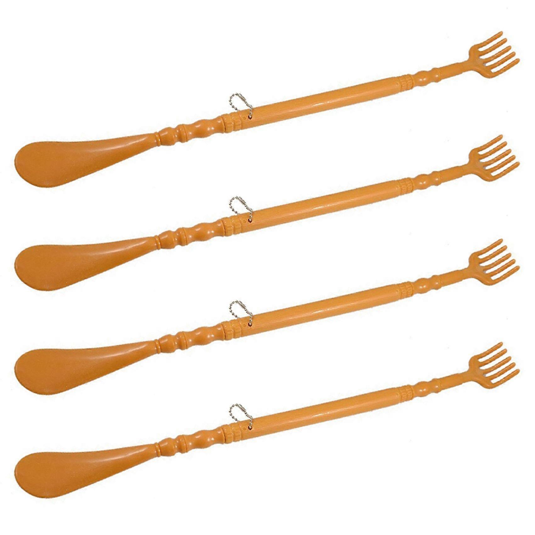 4X Brown Plastic Handle Back Scratch Helper Massager 48 cm