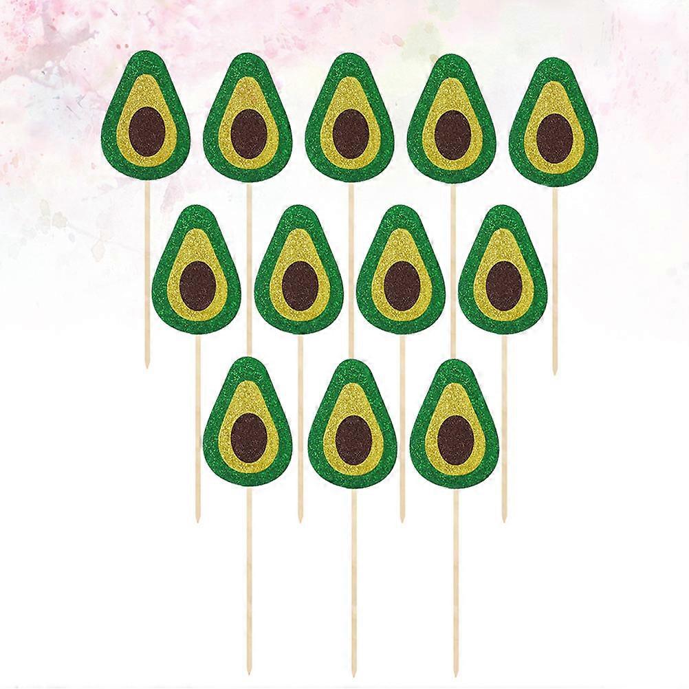 12Pcs Avocado Pattern Fruit Picks for Cake Decoration and Party