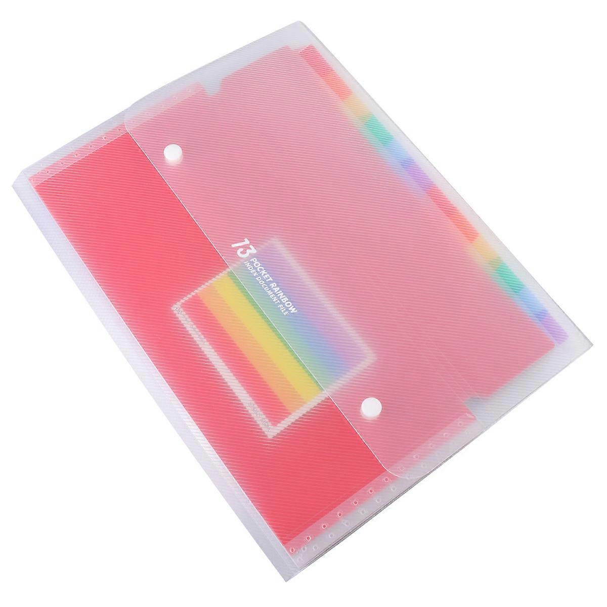 Plastic File Bag for Storage Use with 2 Snap Fasteners 13 Pockets