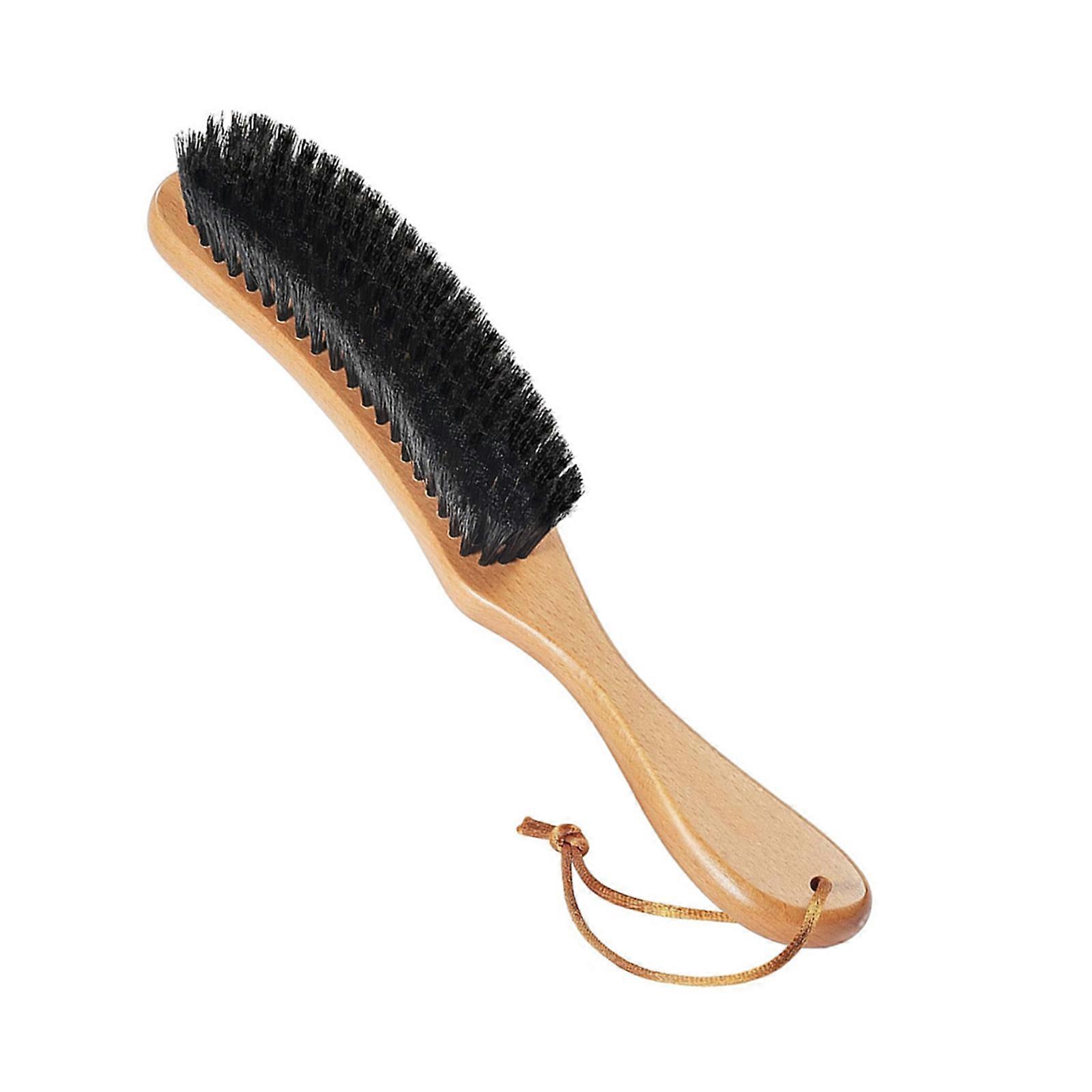 Long Handle Comfortable Grip Garment Brush Featuring Strap For Quick Accesses Wood Construction  Black