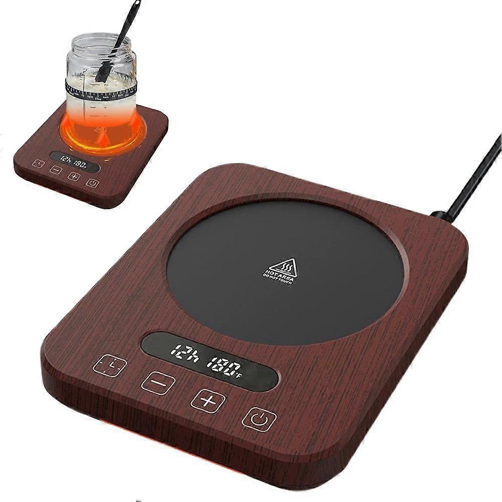 Coffee Mug Warmer with 7Level Temperature Control, 8H Auto ShutOff, 12H Timer, Wood Finish