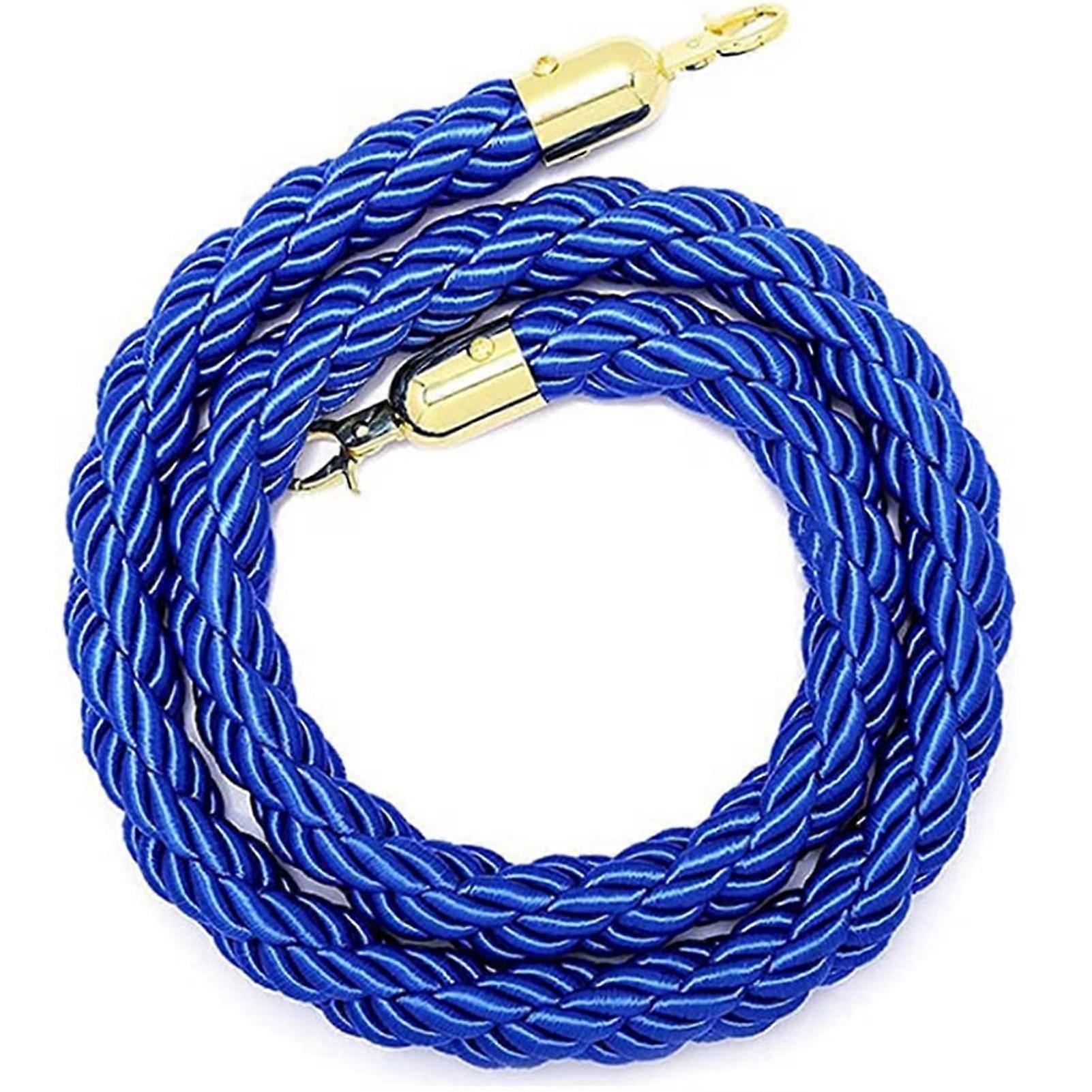Blue Braided Rope Barrier 4ft Crowd Control Stanchion for Queue Management and Safety