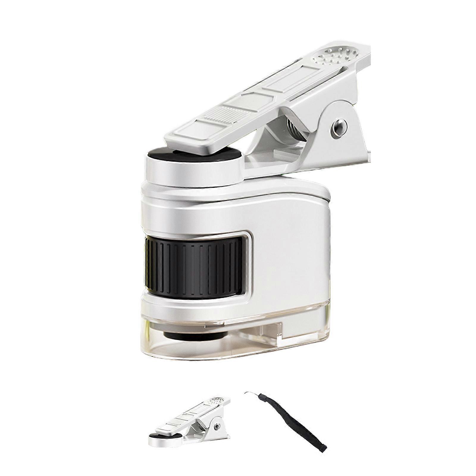 Portable Microscope Set for Kids Includes 10X 30X 60X Magnification and Smartphone Clip Ideal for Outdoor Adventure  White