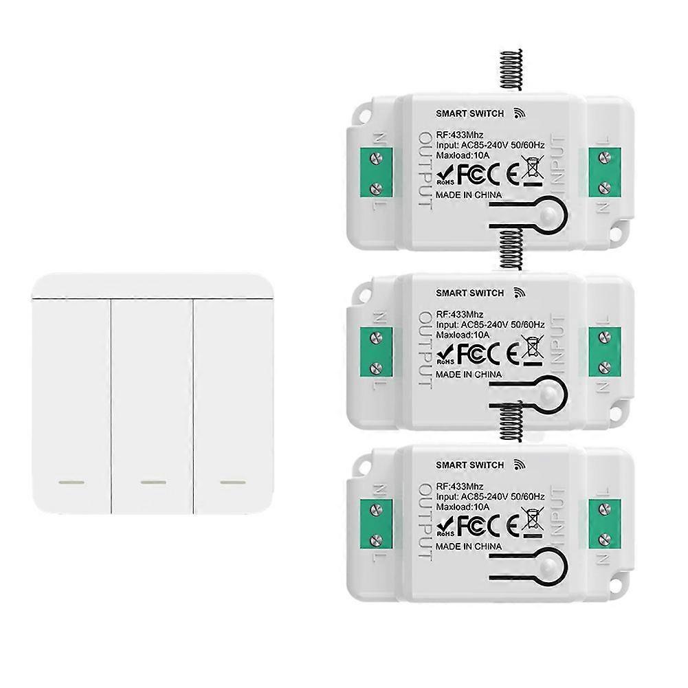 433Mhz Wireless Remote Control Light Switch Push Button Wall Switch AC 110V 220V Relay Receiver