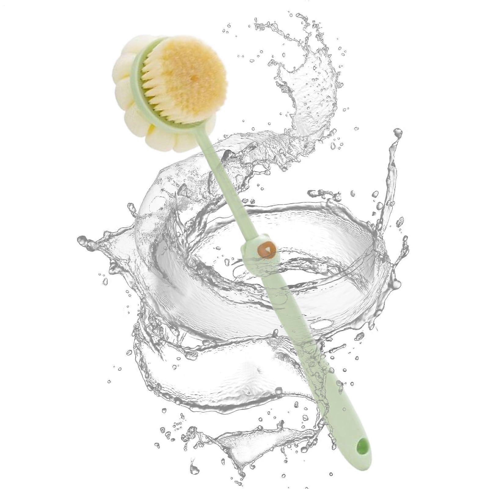 Long Handle Bath Brush for Back with DualSided Scrubber, QuickDrying Bristles, Gentle Exfoliation