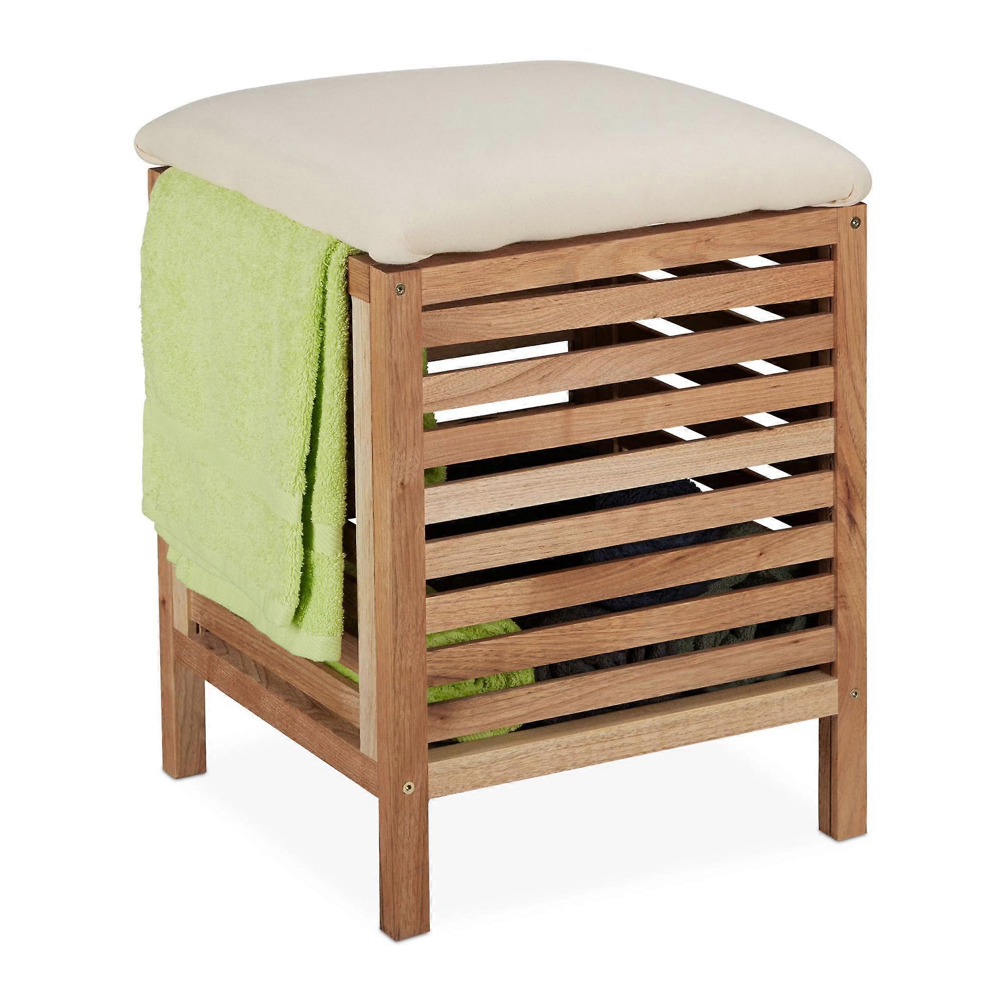 Wäschekorb mit Sitz Nussbaumholz