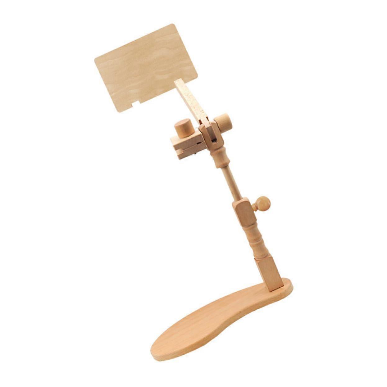 Adjustable Beech Wood Embroidery Hoop Stand with MultiHeight Ergonomic Stitching Support for DIY Crafts