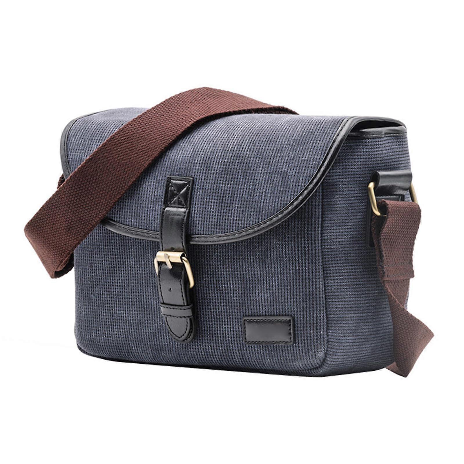 Canvas Camera Bag DSLR Case with Shockproof Multi Compartments Durable Shoulder Strap for Travel Students