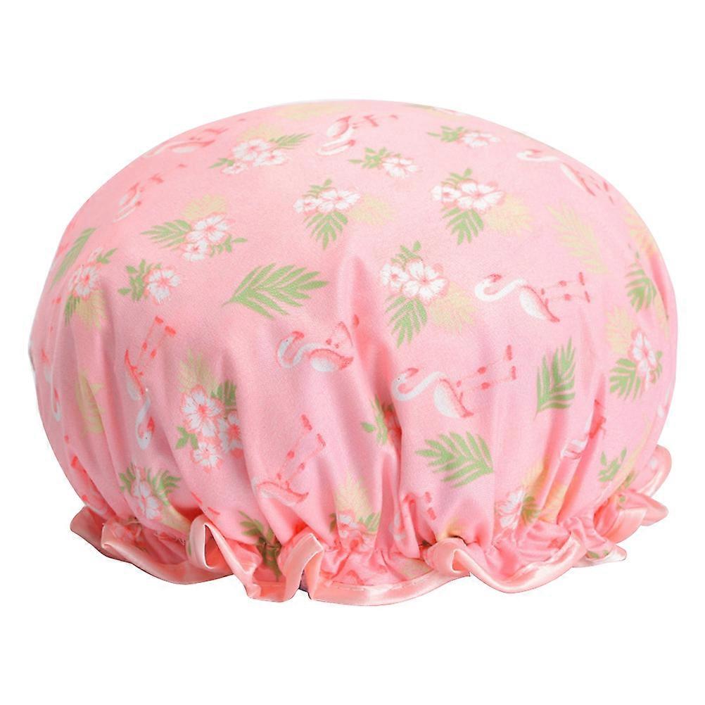 Pink Flamingo Shower Hat Waterproof Double Layer for Shower Use