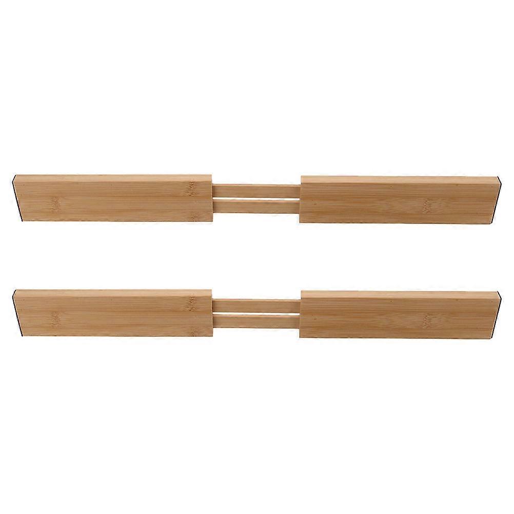 Expandable Bamboo Kitchen Drawer Divider Organizer for Storage 2Pcs