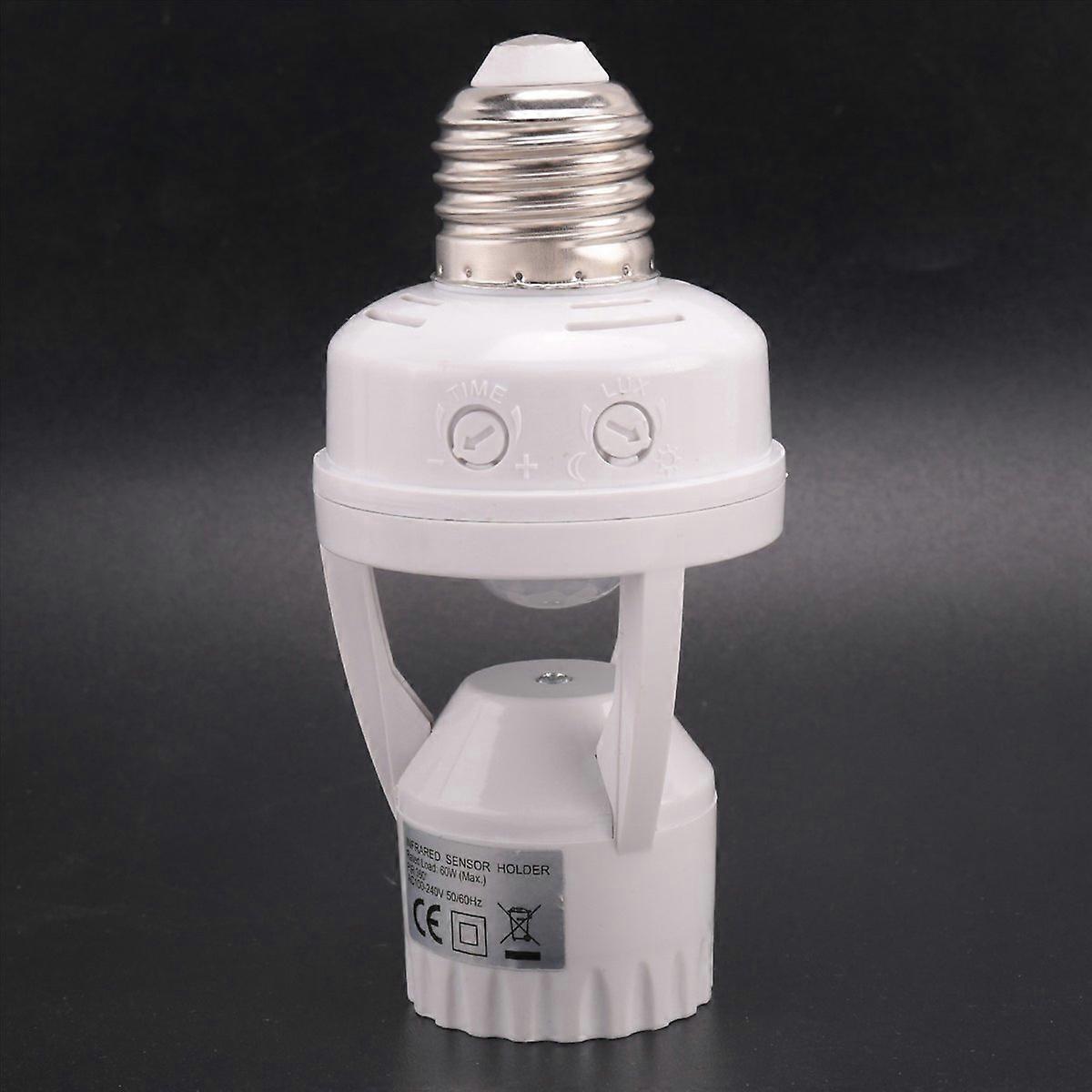 2X E27 LED 220V Screw Light Bulb Holder LED PIR Infrared Motion Sensor Lamp with Switch Socket Ident