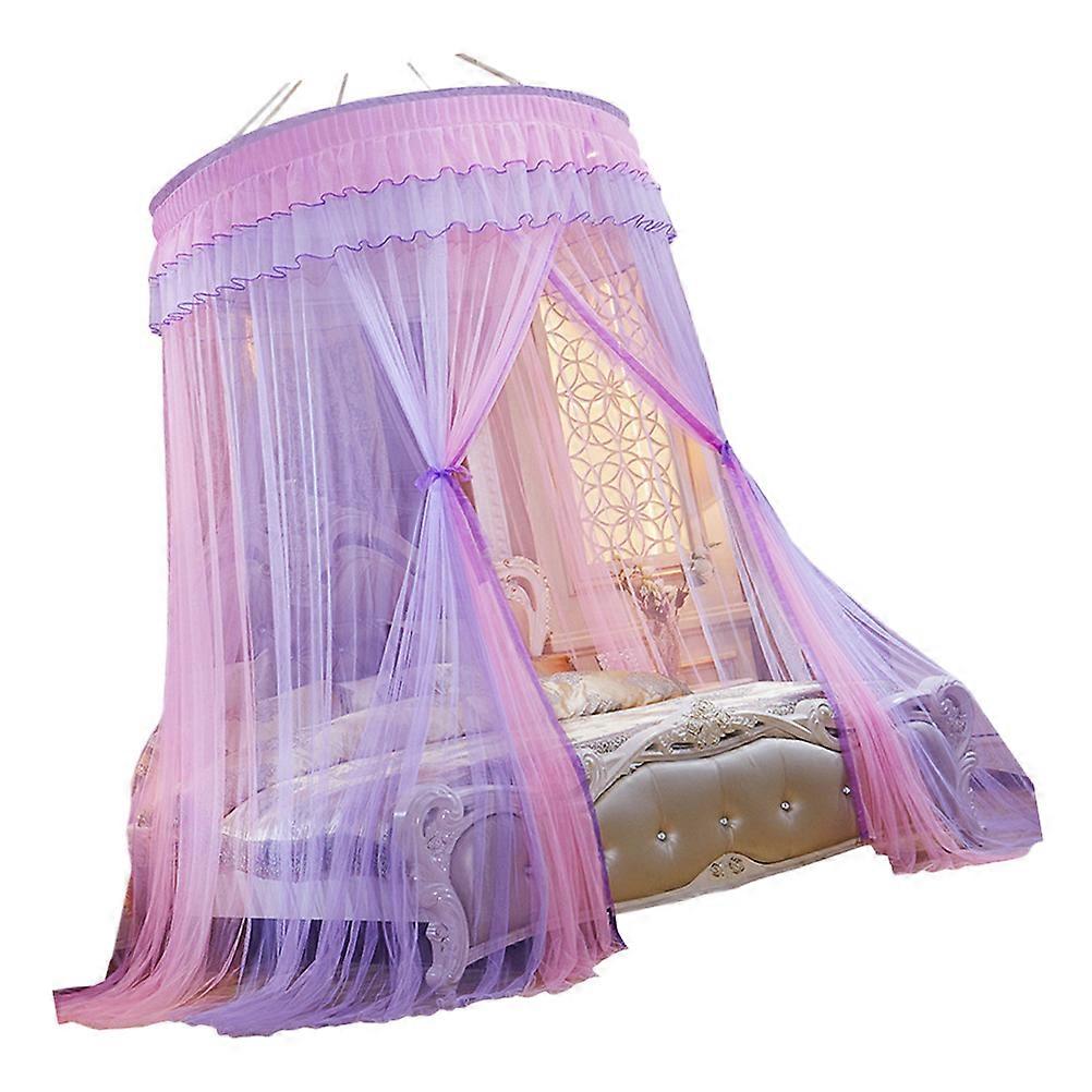 Hanging Canopy Tent Breathable Polyester Fiber Protective Purple 1Set