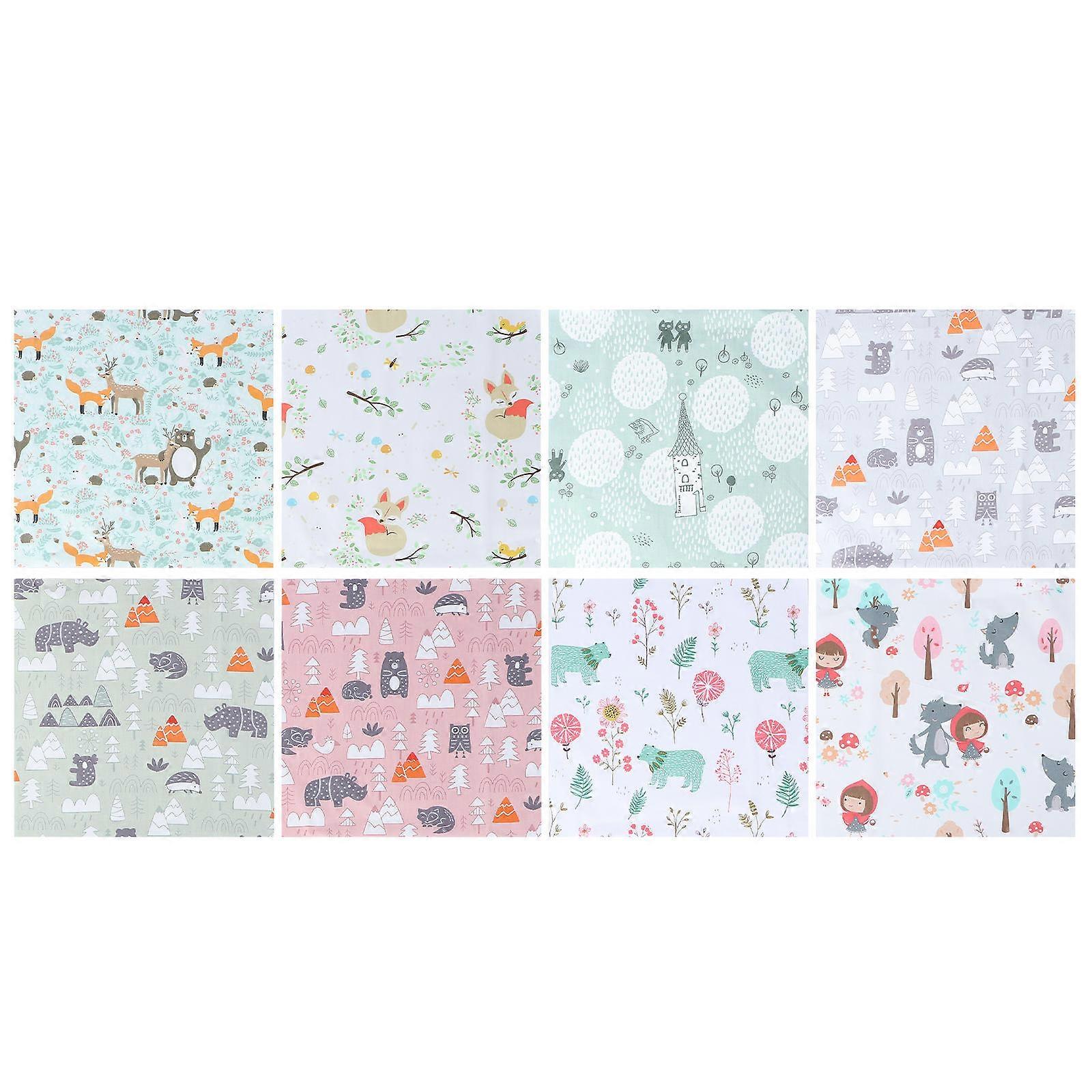 Printed Fabric Patchwork Cloth for Sewing Projects 8Pcs Cotton DIY Material Sheets