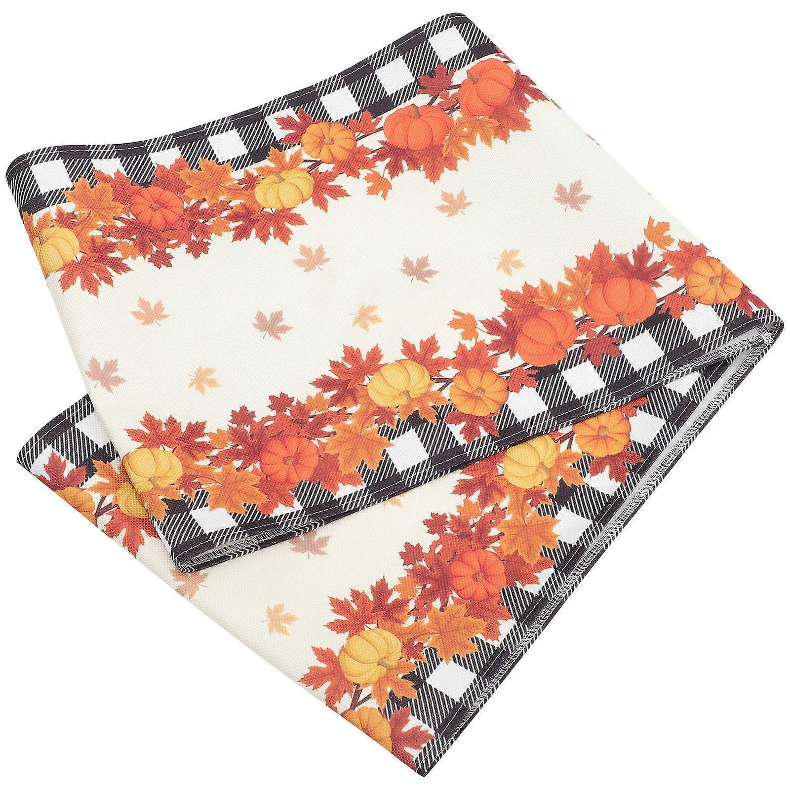 Fall Table Runner Pumpkin Plaid for Dining Table 2Pcs Assorted Color Dining Decor