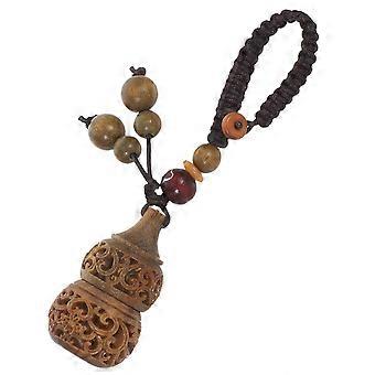 Sandalwood Gourd Keychain Decorative for Men with Small Wooden Sachet