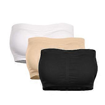 Polyester Sleeveless Oversized Strapless Tube Tops for Women Sleepwear Double Plus Size Bra Bandeau Removable Padded Top Stretchy L