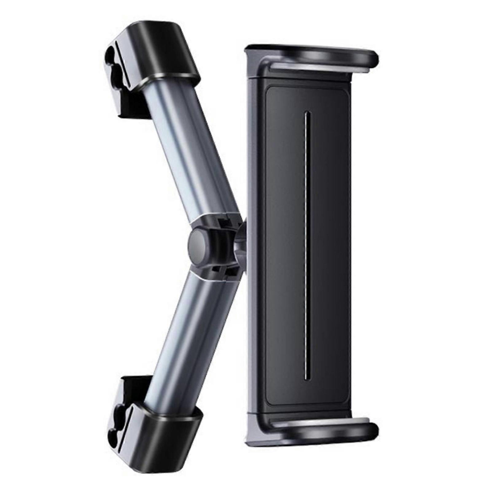 Adjustable Side Pull Car Headrest Tablets Holder Featuring Universal Telescopic Rotation for Positioning Use  Gray