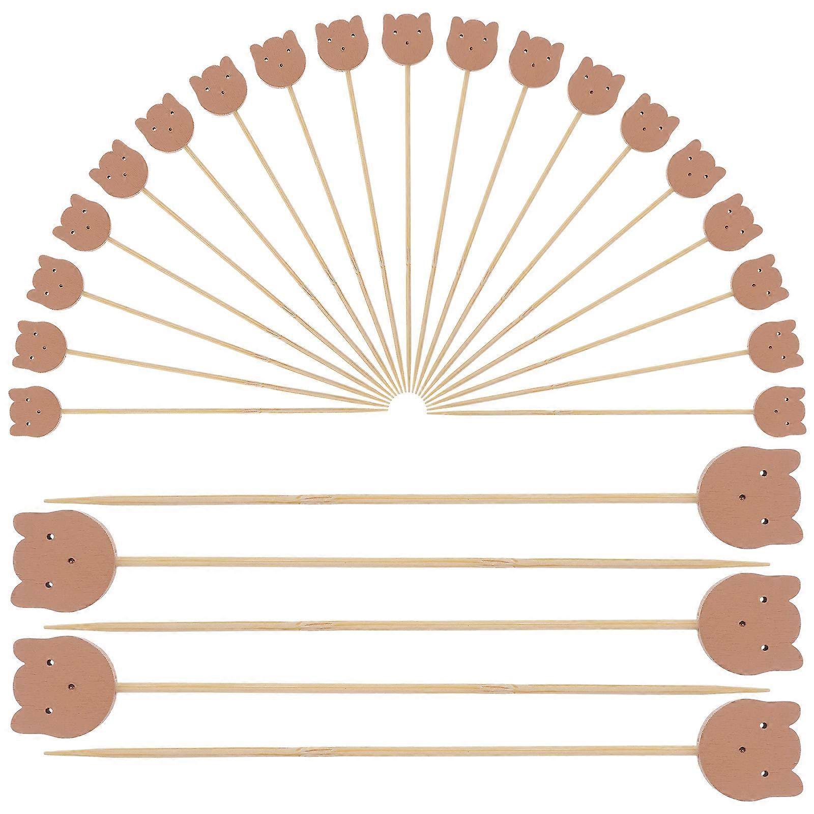 Decor Cocktail Picks Bear Bamboo Toothpicks for Wedding 100Pack