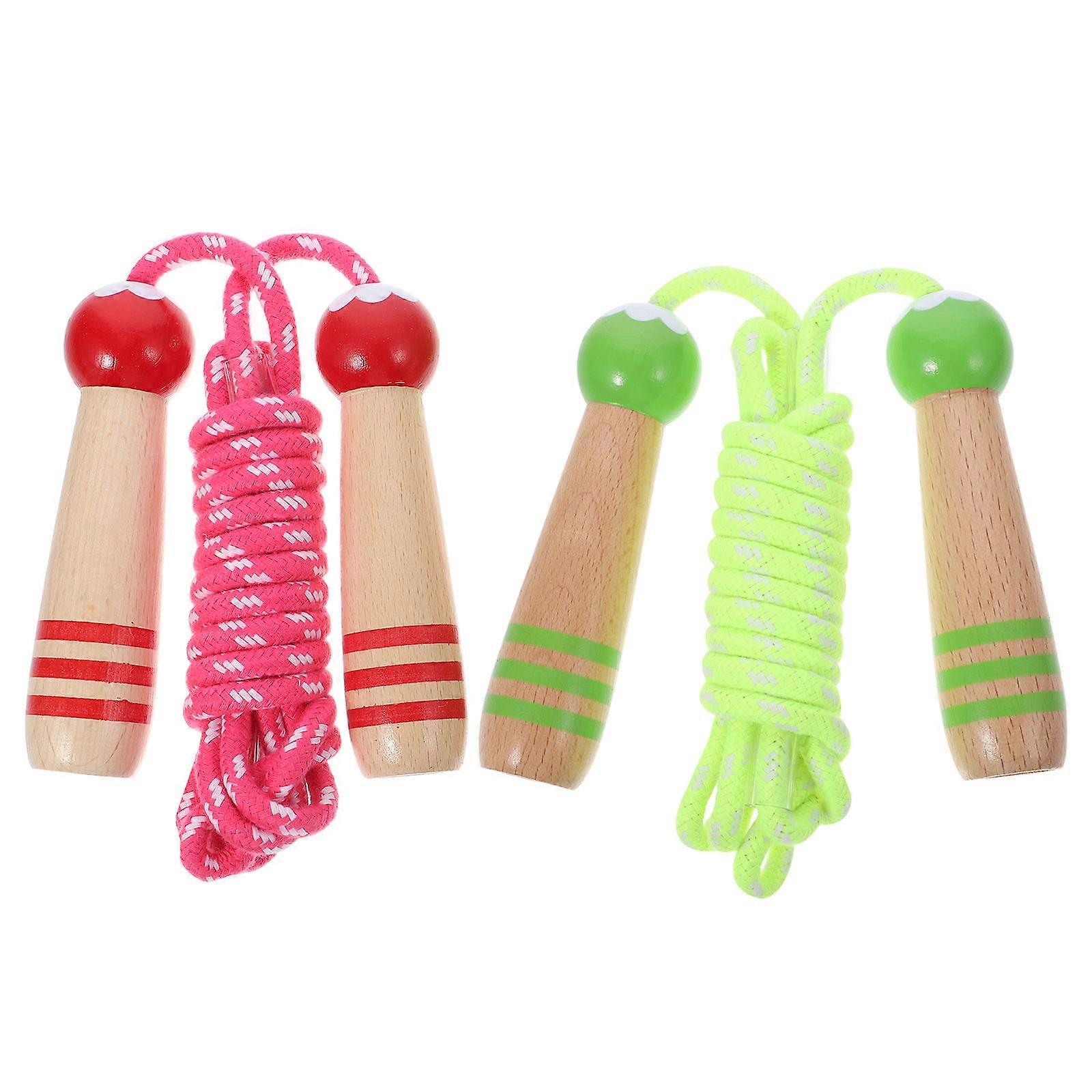 Kinder-Springseil, verstellbar, mit Holzgriffen, 2 Stück