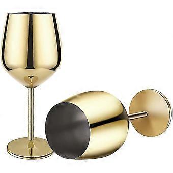 Gold Finish Wine Glass, 2 Stainless Steel Cocktail Glasses