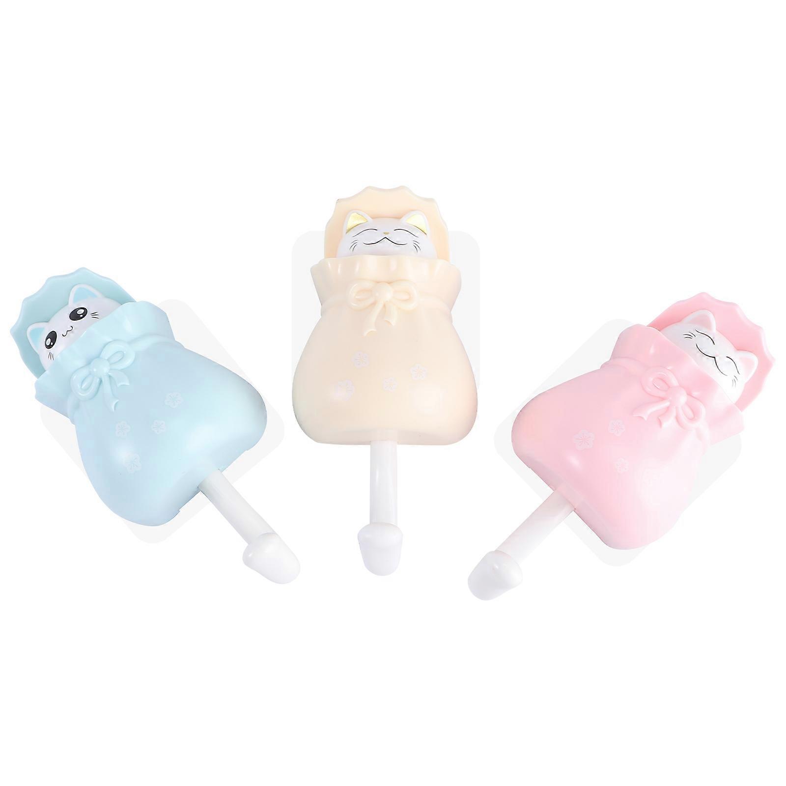 Creative Keys Storage Hook Cartoon Kitty Shape Hook for Home Use 3Pcs