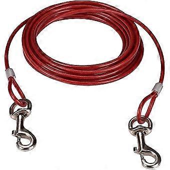 Pxcl hundebånd, 10 m bånd for mellomstore hunder opptil 125 lbs, rød stålkabel med PVC-belegg