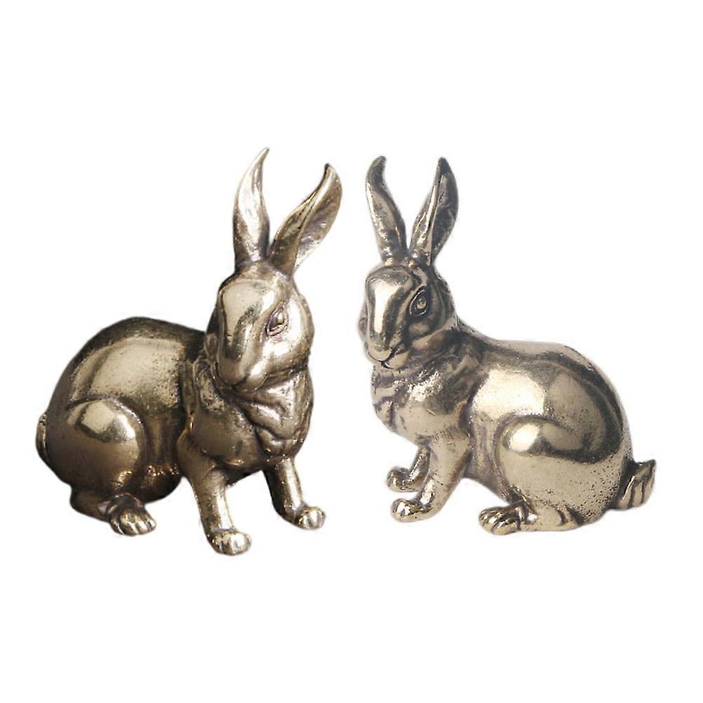 Rabbit Statue Mini Brass Rabbit Figurine for Decor 4Pcs Small Set