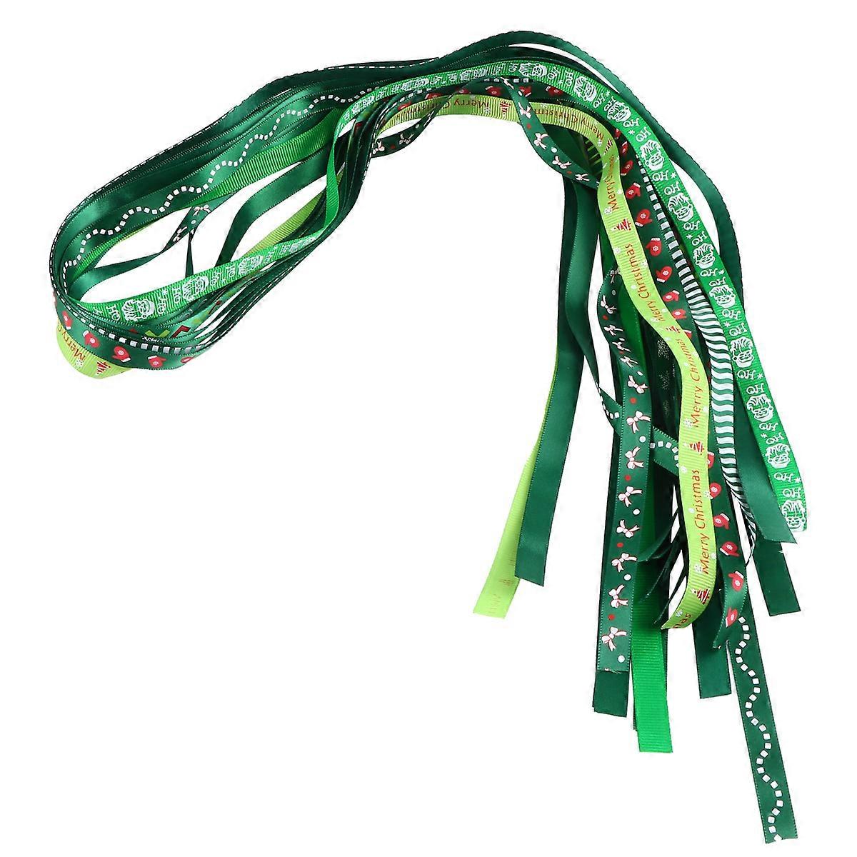 Gift Wrapping Polyester Ribbon for Decoration 36Pcs Green Set