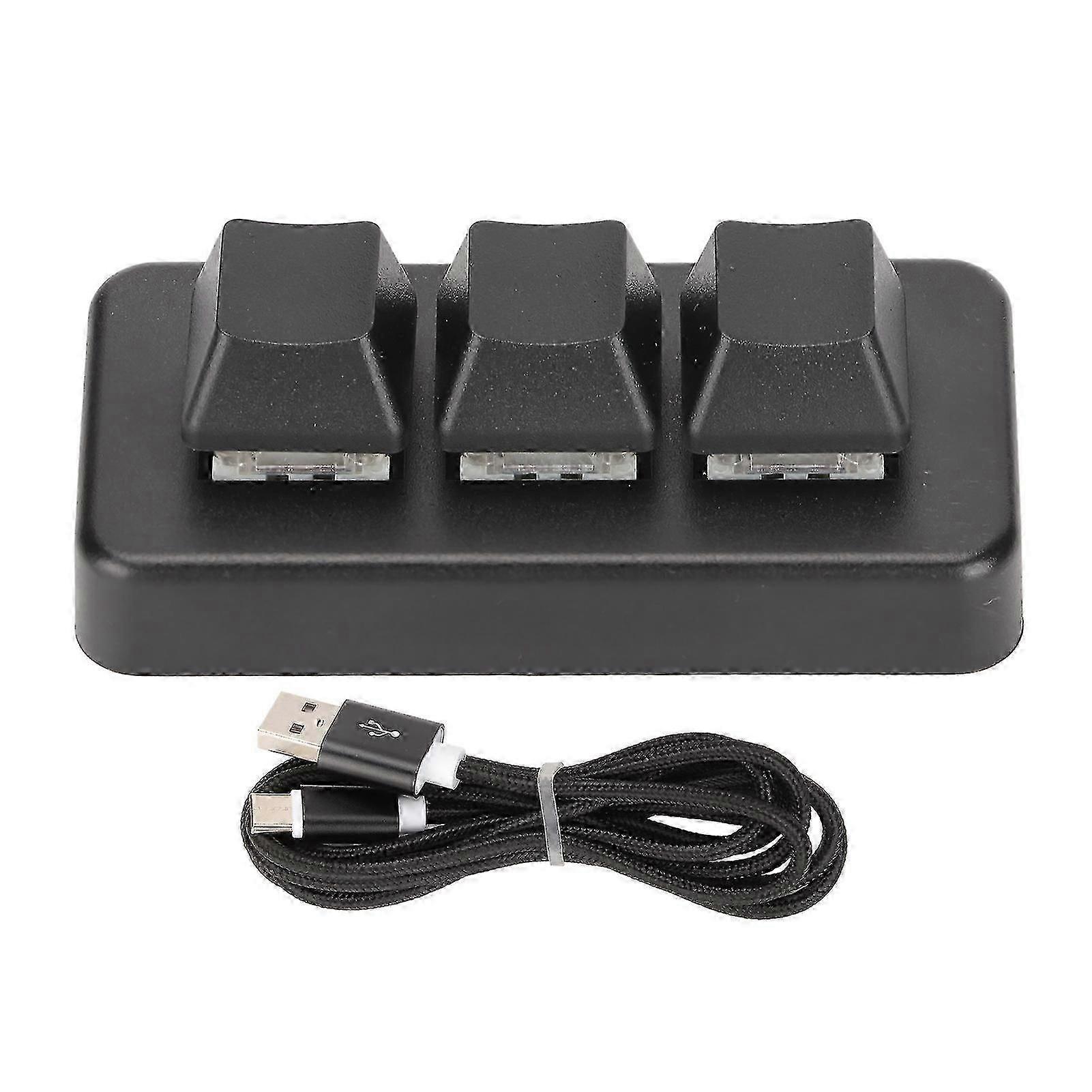 RGB Backlit Mini Mechanical Programmable Keypad with 3 Keys for Computer (Black)