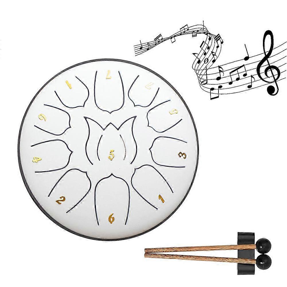 Tambor de língua de aço de 6 polegadas e 11 tons, instrumento de percussão com baqueta de mão
