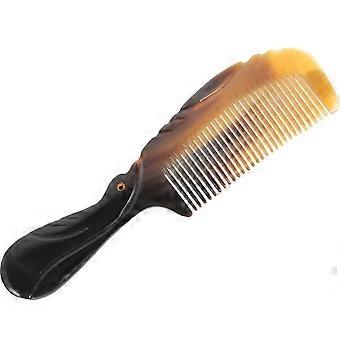 Pente manual de chifre de boi natural 20x5,5cm para massagem e modelagem capilar, ideal para uso doméstico e tratamento do couro cabeludo. Cor aleatória.