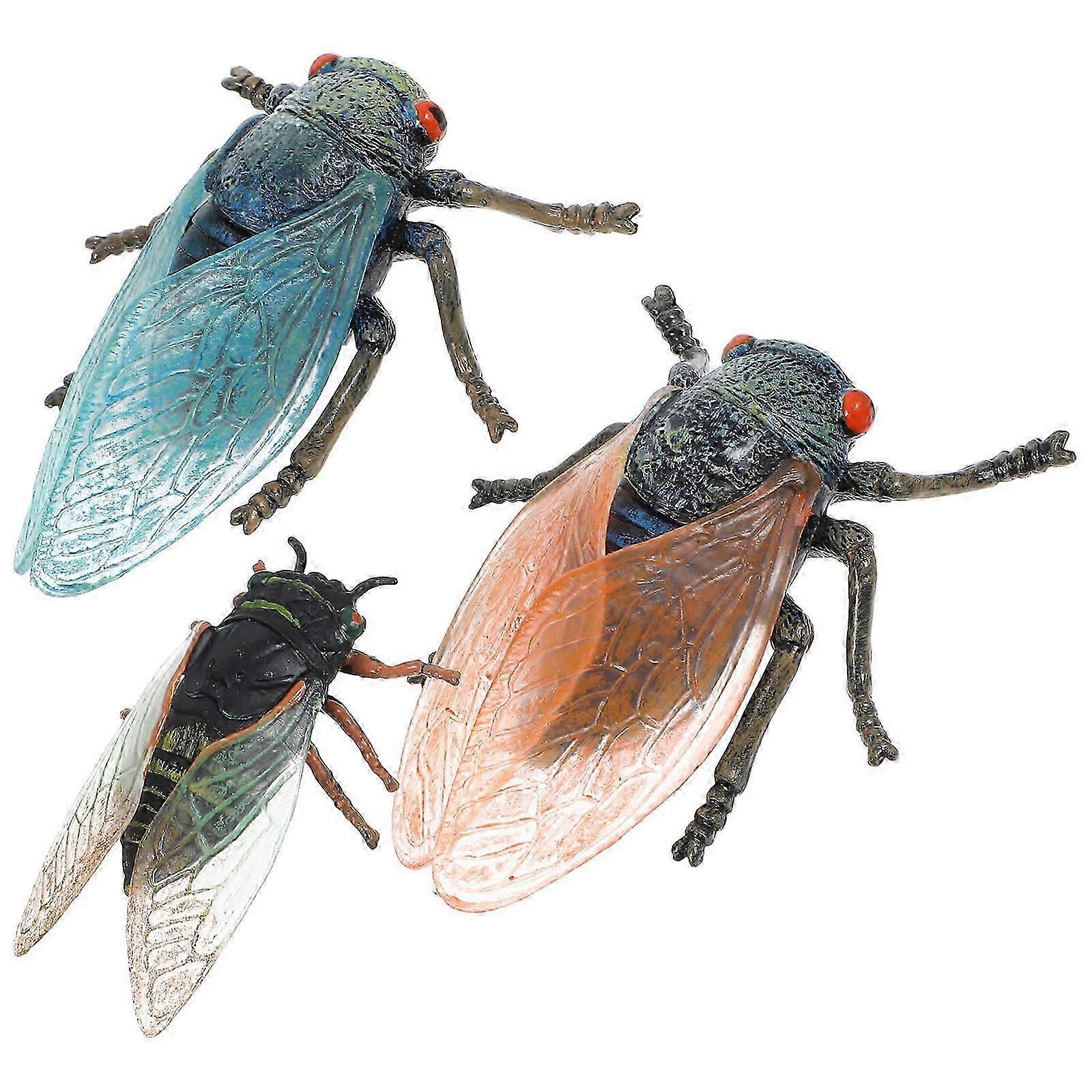 Plastic Insect Model for Decoration 3Pcs Cicada Simulation Toy Set
