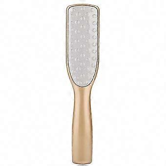 Dual-Sided Stainless Steel Pedicure Tool for Callus and Dead Skin Removal in Champagne Gold Finish
