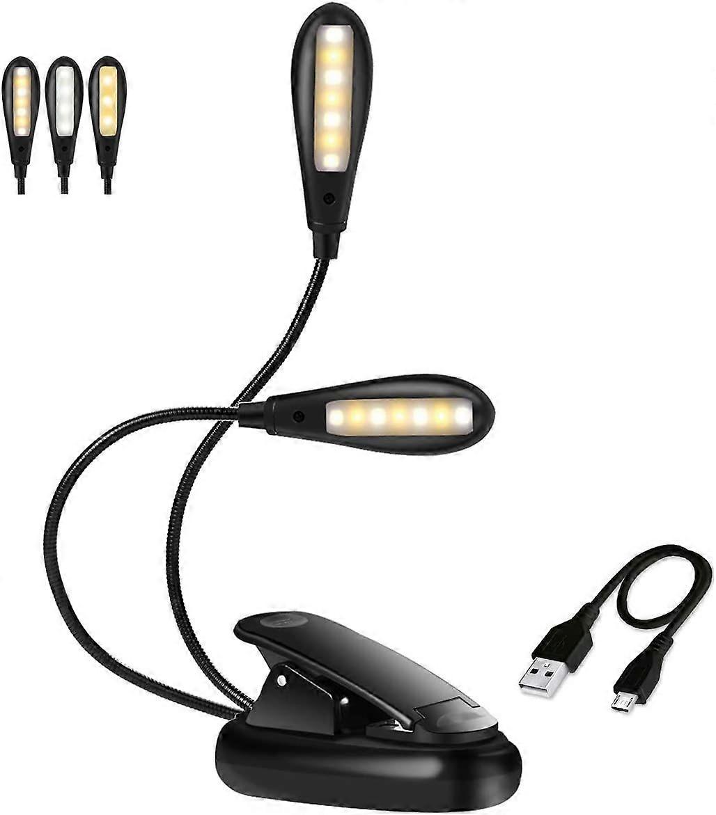 Reading Light with Clip Rechargeable Adjustable Brightness Flexible