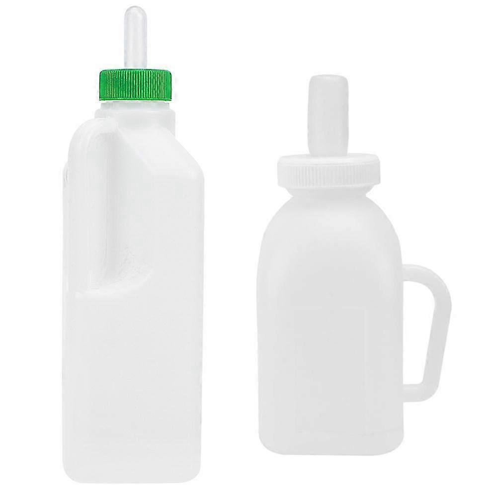 Plastic Calf Goat Lamb Feeding Bottles 2 Pack, Durable with Soft Nipple, 1L/850ml, for Newborn Livestock