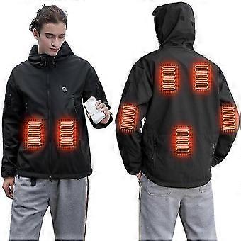 Men's Heated Jacket, Outdoor Electric Heating Coat with Hooda
