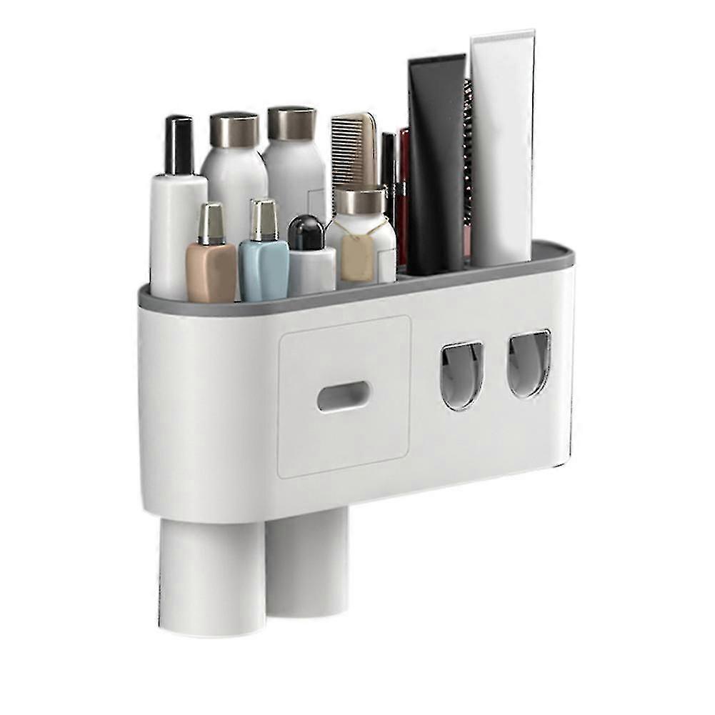 Magnetic Adsorption Inverted Toothbrush Holder Double(2 Cups)
