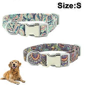 Cat Collar Breakaway Set of 2 PCS Tribal Pattern Pet Safety Adjustable Kitten Collar Comfortable Soft Cat Collar-Size S 6 + 7