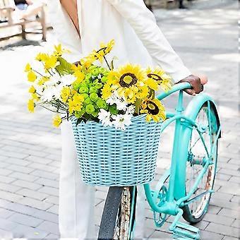 Cesta de vime para bicicletas infantis, impermeável, com alças de couro ajustáveis.
