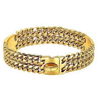 Strong Dog Chain Collar Gold Stainless Steel Pet Training Collars Cool Metal compatible with Medium Large Dogs Pitbull Bulldog